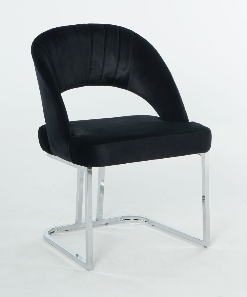 Product photograph of Isabella Black Velvet Fabric U Shaped Dining Chair Sold In Pairs from Choice Furniture Superstore.