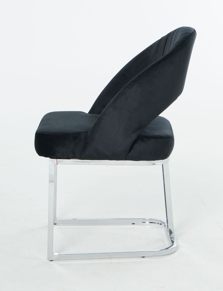 Product photograph of Isabella Black Velvet Fabric U Shaped Dining Chair Sold In Pairs from Choice Furniture Superstore.