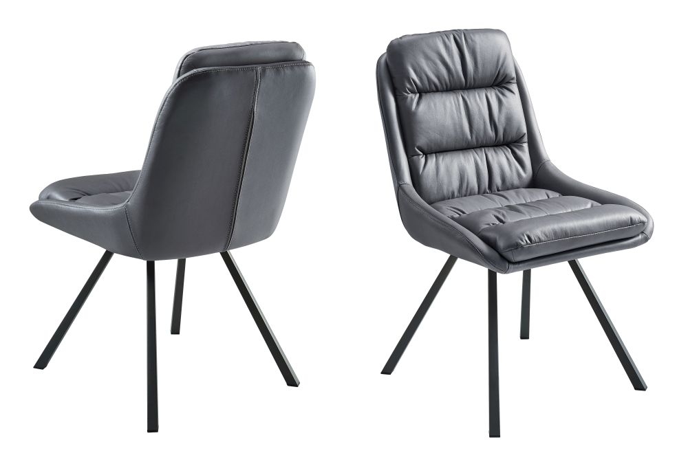 Product photograph of Bellucci Dark Grey Faux Leather Dining Chair With Black Legs Sold In Pairs from Choice Furniture Superstore.