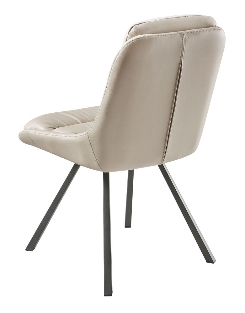 Product photograph of Bellucci Taupe Faux Leather Dining Chair With Black Legs Sold In Pairs from Choice Furniture Superstore.