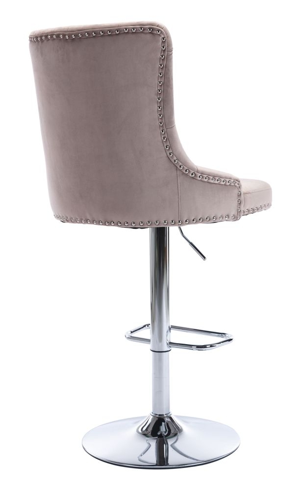 Product photograph of Adriana Mink Velvet Fabric And Chrome Swivel Barstool Sold In Pairs from Choice Furniture Superstore.