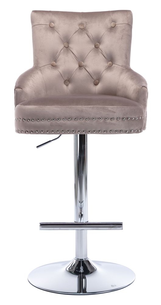 Product photograph of 2 X Elenore Mink Velvet Fabric Lion Knockerback Swivel Barstool from Choice Furniture Superstore.