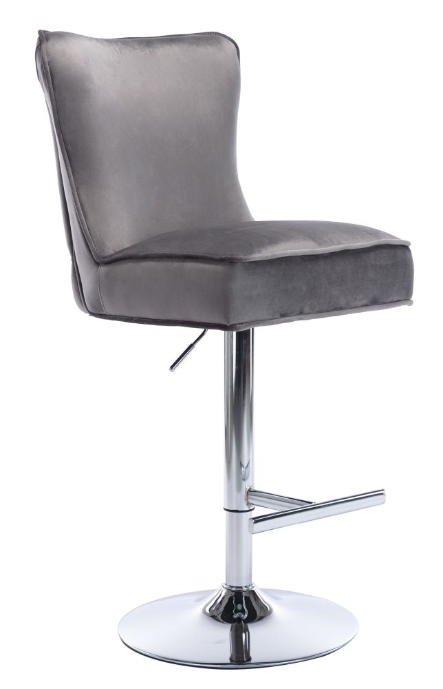 Product photograph of 2 X Jemma Dark Grey Velvet Fabric Swivel Barstool from Choice Furniture Superstore.