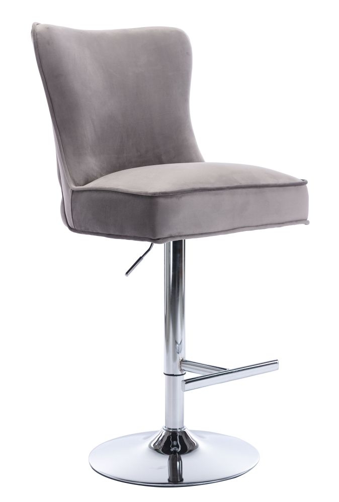 Product photograph of 2 X Jemma Silver Grey Velvet Fabric Swivel Barstool from Choice Furniture Superstore.