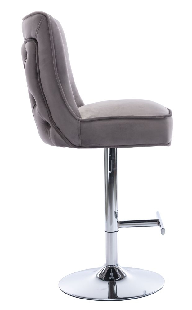 Product photograph of 2 X Jemma Silver Grey Velvet Fabric Swivel Barstool from Choice Furniture Superstore.