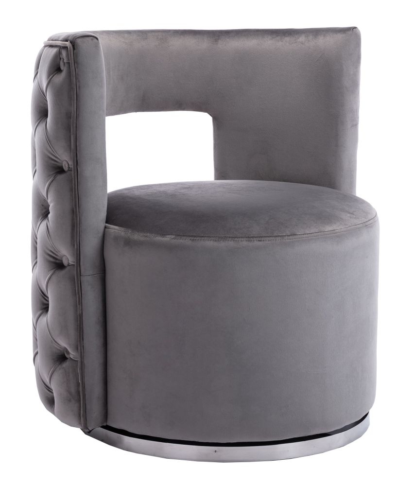 Product photograph of Donna Dark Grey Velvet Fabric Lounge Chair from Choice Furniture Superstore.