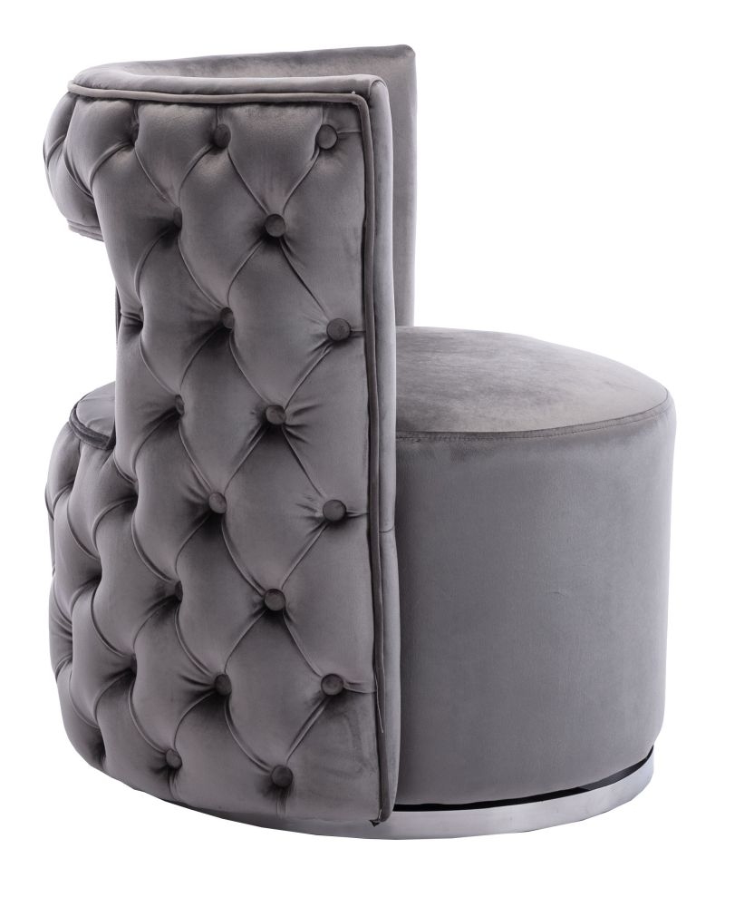 Product photograph of Donna Dark Grey Velvet Fabric Lounge Chair from Choice Furniture Superstore.