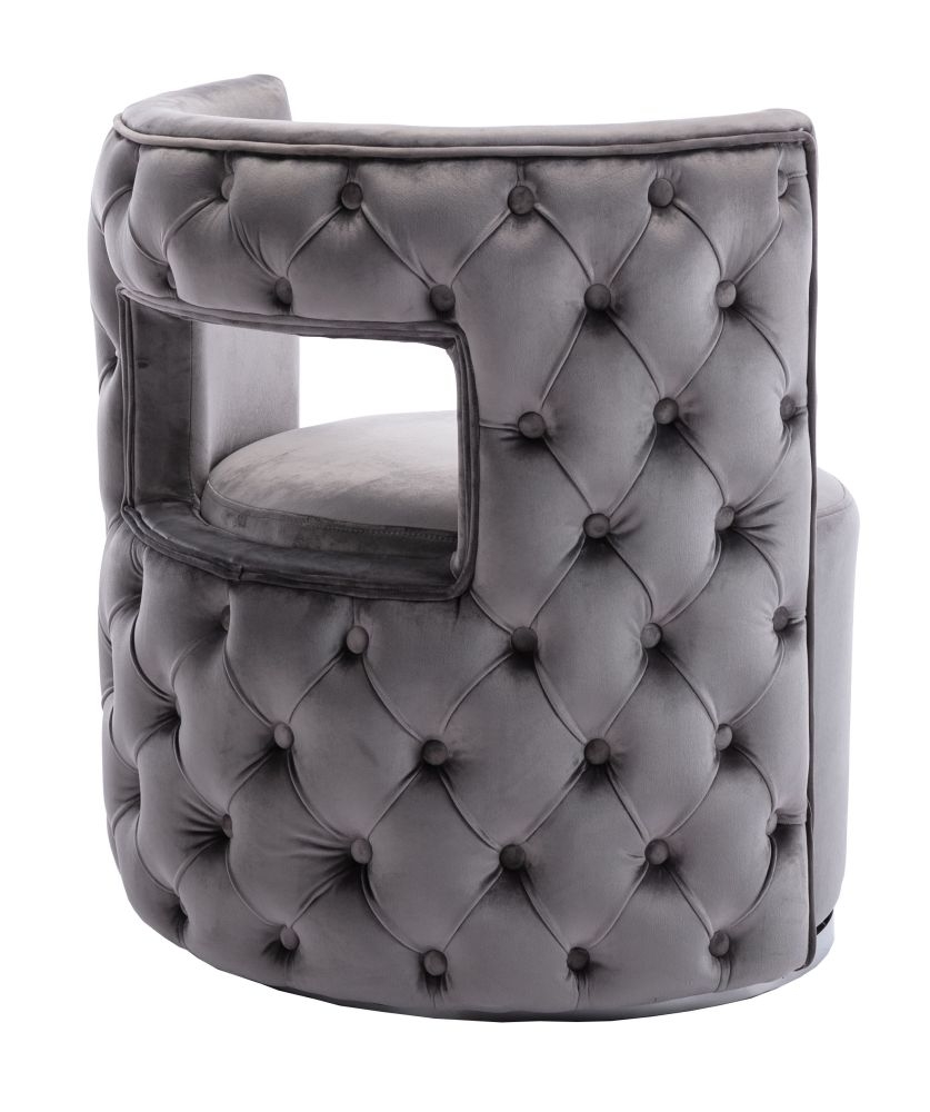 Product photograph of Donna Dark Grey Velvet Fabric Lounge Chair from Choice Furniture Superstore.