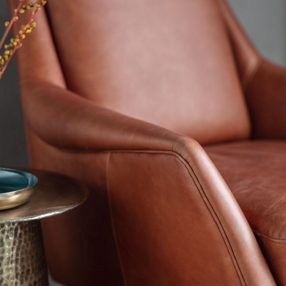 Product photograph of Brompton Brown Leather Armchair from Choice Furniture Superstore.