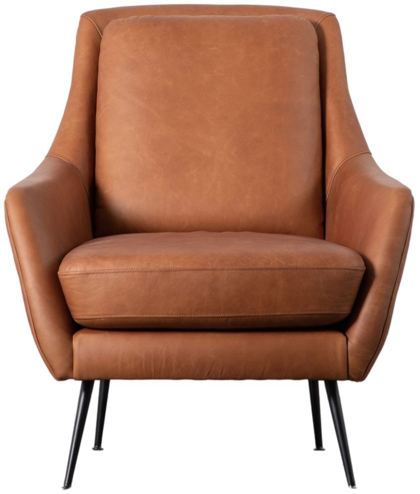 Product photograph of Brompton Brown Leather Armchair from Choice Furniture Superstore.