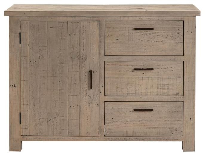 Product photograph of Fjord Scandinavian Style Rustic Pine Compact Medium Sideboard from Choice Furniture Superstore.