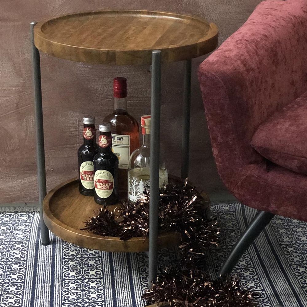 Product photograph of Delamere Mango Wood Round End Table from Choice Furniture Superstore.