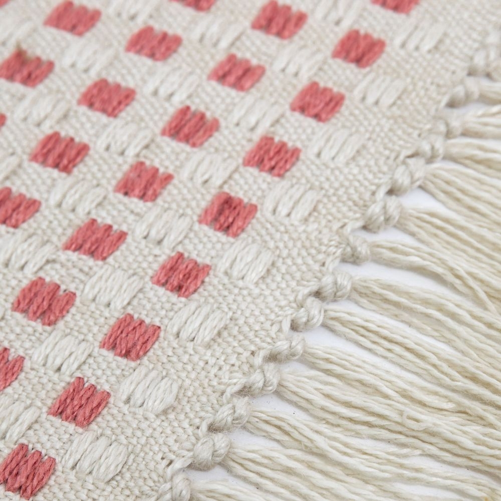 Product photograph of Coconut Grove Woven Rustic Fringing Coral Rug - 160cm X 230cm from Choice Furniture Superstore.