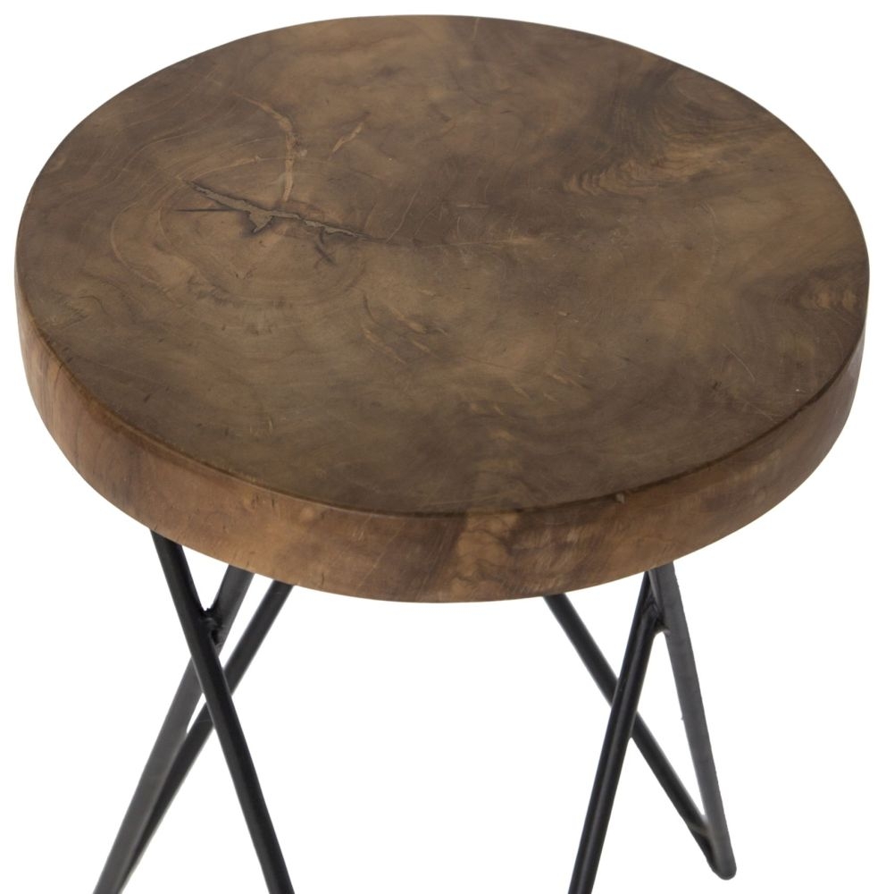 Product photograph of Bibisa Chunky Teak Outdoor Round Stool from Choice Furniture Superstore.