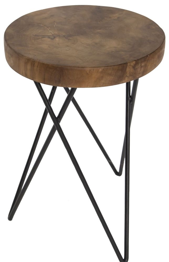 Product photograph of Bibisa Chunky Teak Outdoor Round Stool from Choice Furniture Superstore.