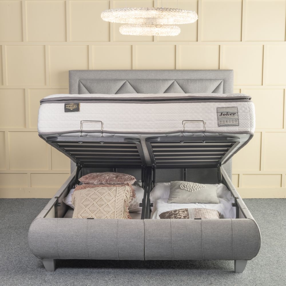 Product photograph of Joker Light Grey Fabric Ottoman Storage Bed - 5ft King Size from Choice Furniture Superstore.