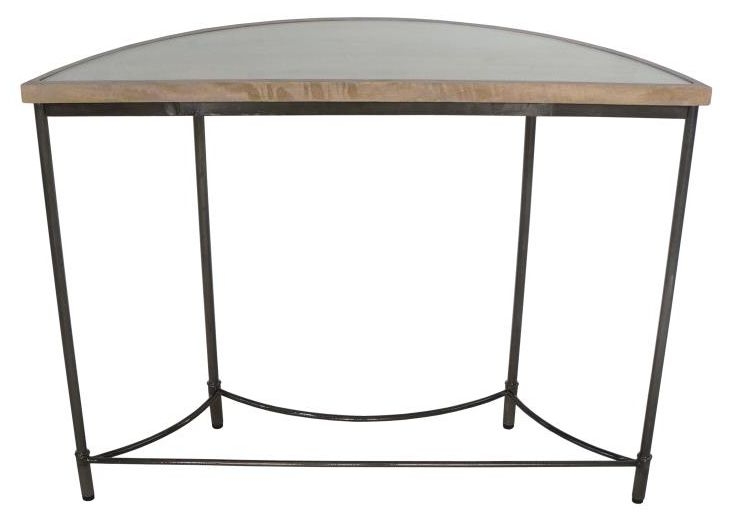 Product photograph of Pottery Apollo Greywash Mango Wood Demi Lune Table from Choice Furniture Superstore.