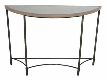 Product photograph of Pottery Apollo Greywash Mango Wood Demi Lune Table from Choice Furniture Superstore.