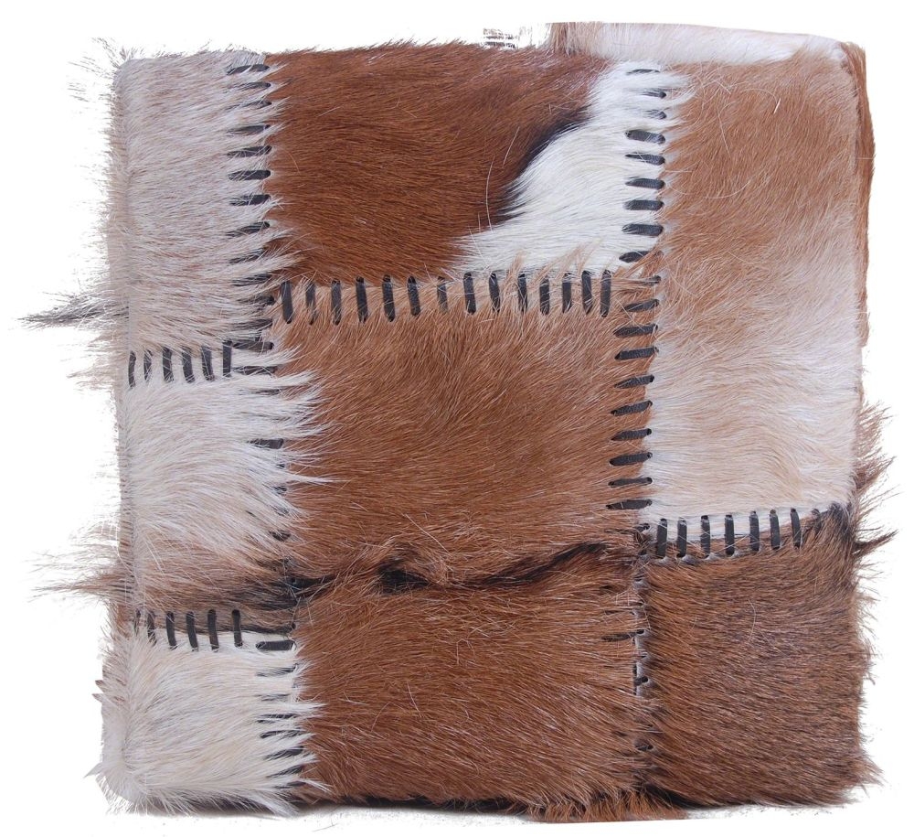 Product photograph of Goat Patchwork Cube Pouffe from Choice Furniture Superstore.