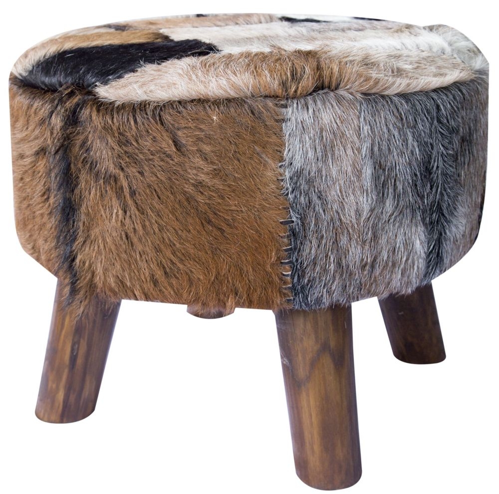Product photograph of Goat Solid Teak Root Large Round Patchwork Pouffe from Choice Furniture Superstore.