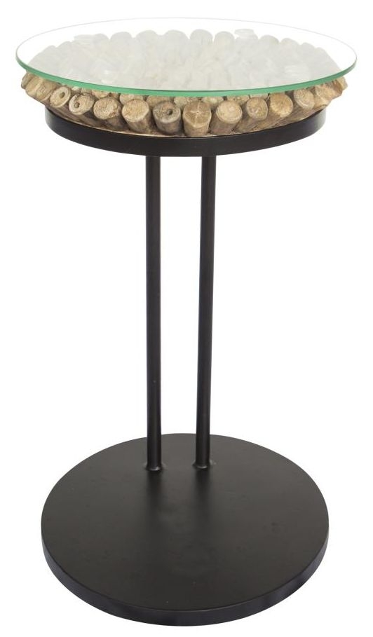 Product photograph of Driftwood Reclaimed Bamboo And Glass Top 50cm Staccato Table from Choice Furniture Superstore.