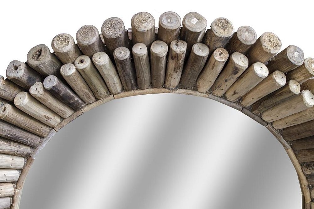 Product photograph of Driftwood Bamboo Round Wall Mirror from Choice Furniture Superstore.