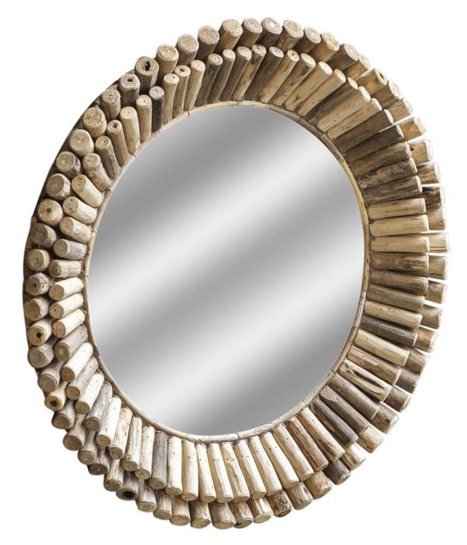 Product photograph of Driftwood Bamboo Round Wall Mirror from Choice Furniture Superstore.