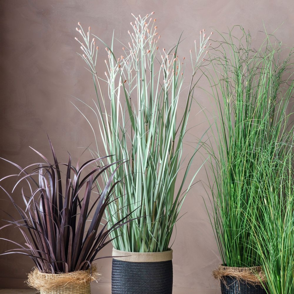 Large Grass with Green Russet Heads Artificial Potted Plant