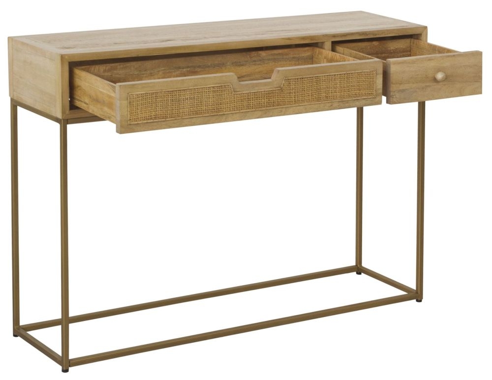 Product photograph of Casa Rattan 2 Drawer Console Table from Choice Furniture Superstore.
