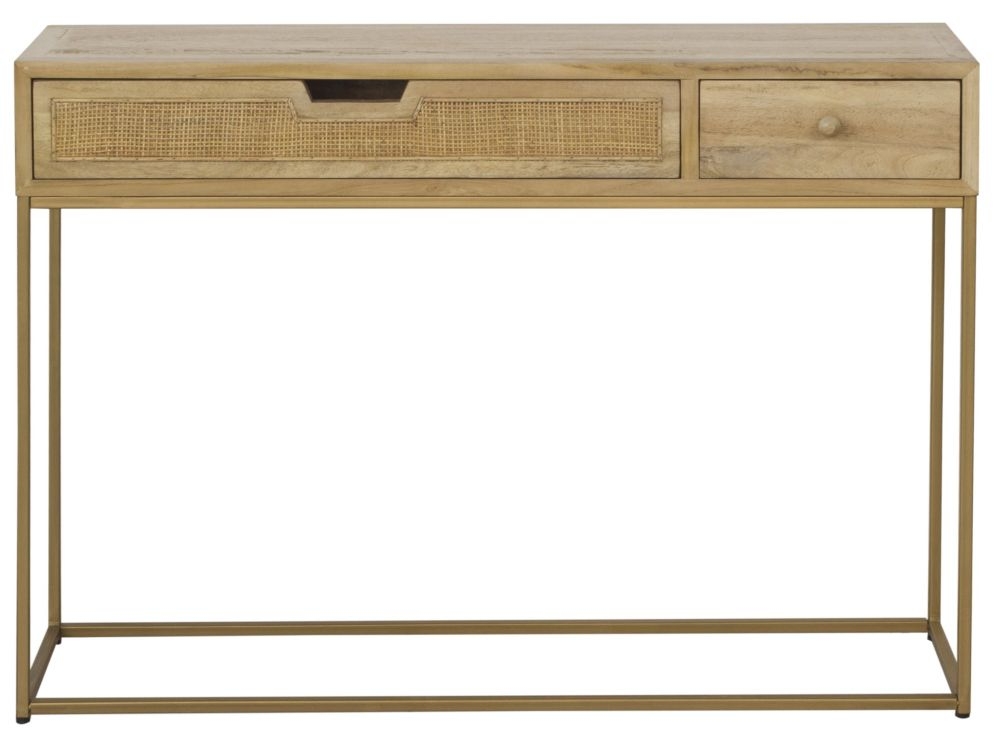 Product photograph of Natural Rattan 2 Drawer Console Table from Choice Furniture Superstore.