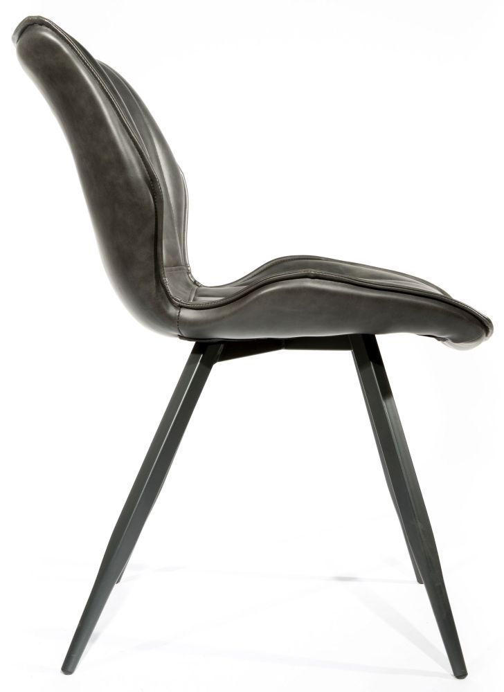 Product photograph of Set Of 2 Norwich Grey Vintage Leather Dining Chair from Choice Furniture Superstore.