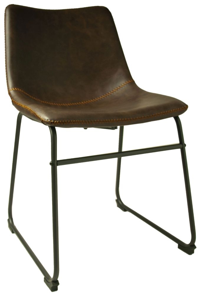 Product photograph of Cooper Chestnut Vegan Leather Dining Chair Sold In Pairs from Choice Furniture Superstore.