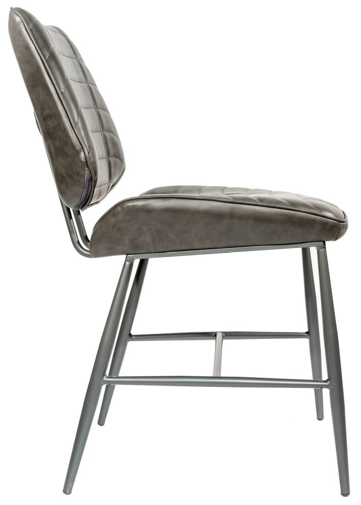 Product photograph of Cortina Grey Vegan Leather Dining Chair Sold In Pairs from Choice Furniture Superstore.