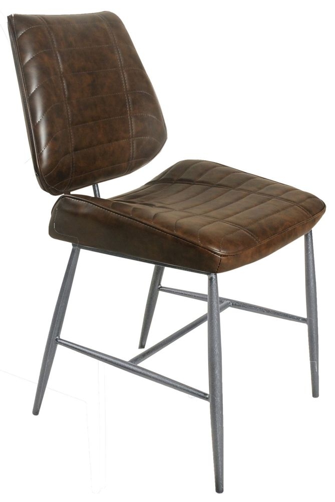 Product photograph of Cortina Chestnut Vegan Leather Dining Chair Sold In Pairs from Choice Furniture Superstore.