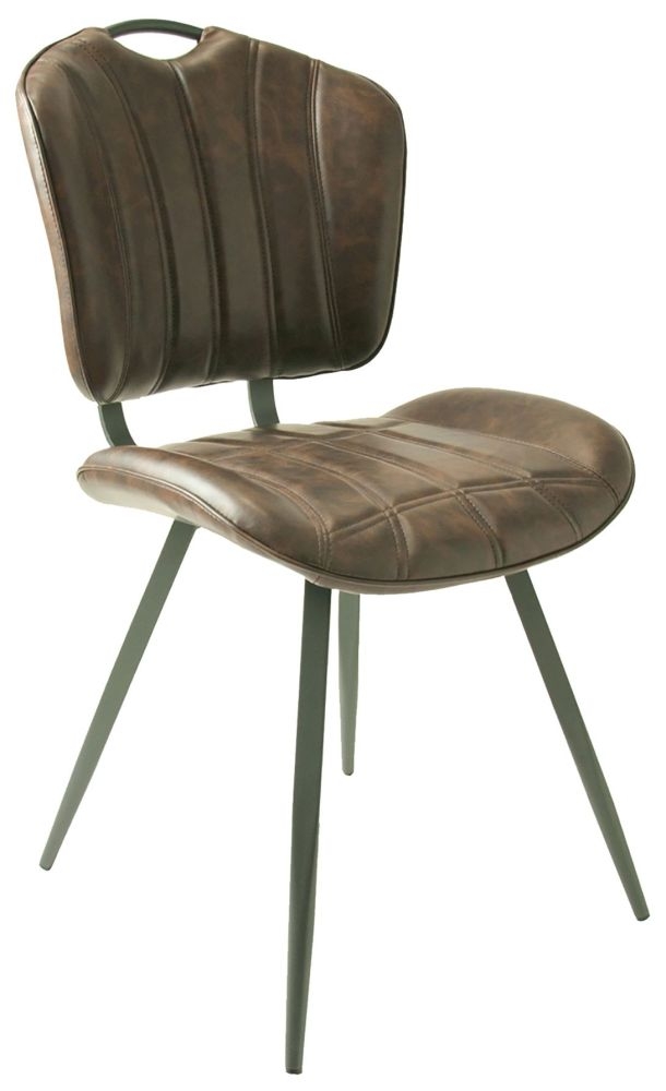 Product photograph of Healey Chestnut Vegan Leather Dining Chair Sold In Pairs from Choice Furniture Superstore.