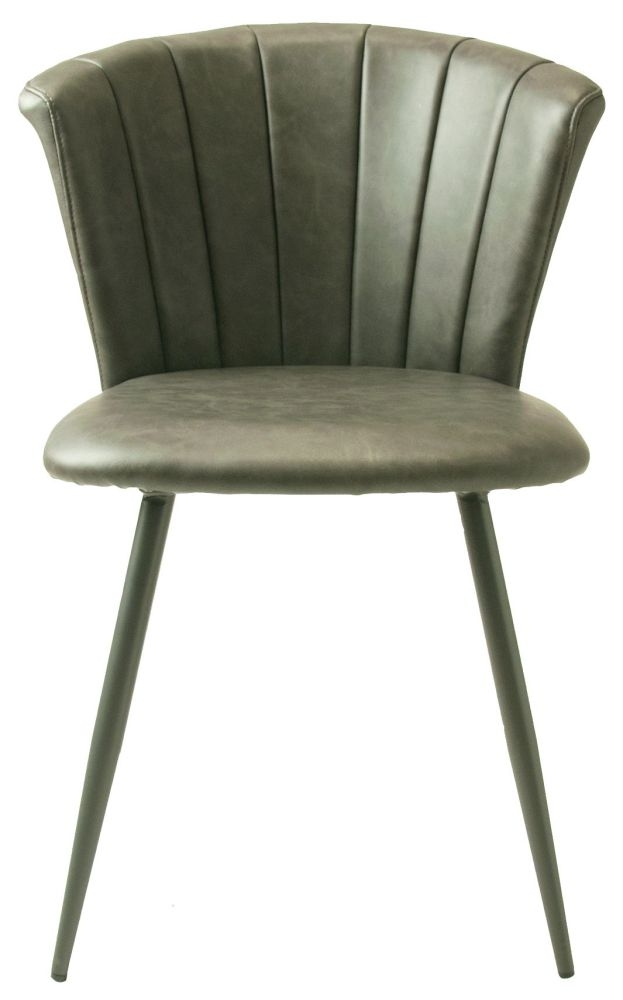 Product photograph of Shelby Grey Vegan Leather Dining Chair Sold In Pairs from Choice Furniture Superstore.