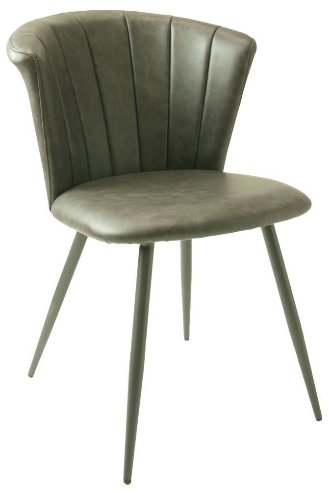 Product photograph of Shelby Grey Vegan Leather Dining Chair Sold In Pairs from Choice Furniture Superstore.