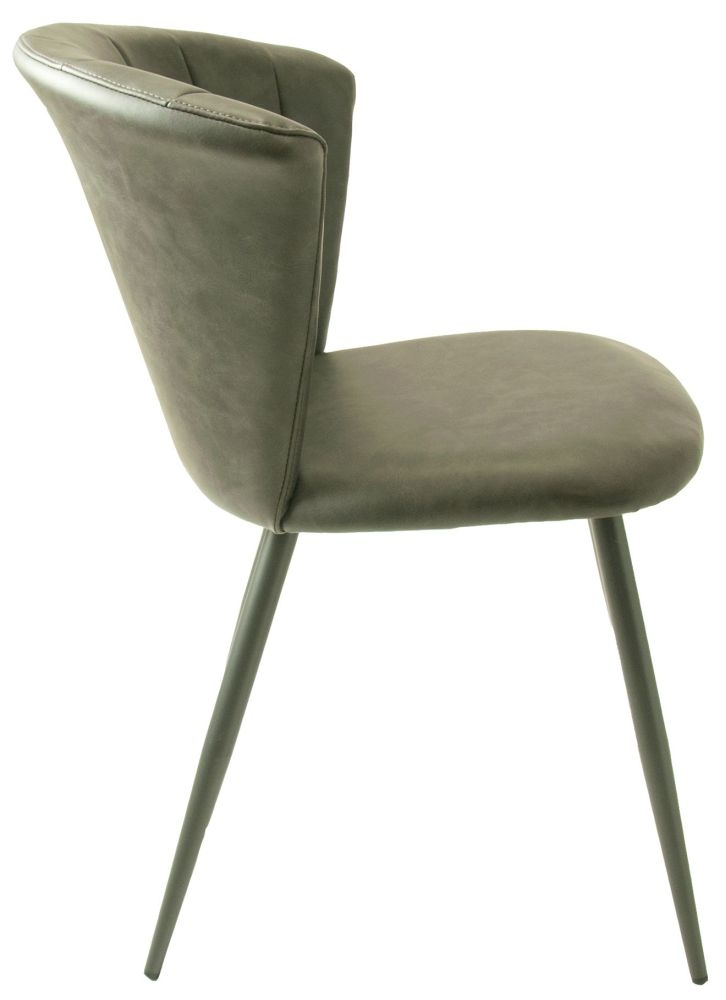 Product photograph of Shelby Grey Vegan Leather Dining Chair Sold In Pairs from Choice Furniture Superstore.