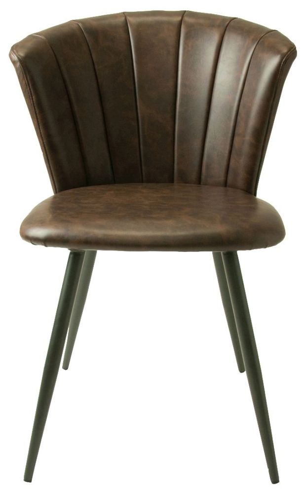 Product photograph of Shelby Chestnut Vegan Leather Dining Chair Sold In Pairs from Choice Furniture Superstore.