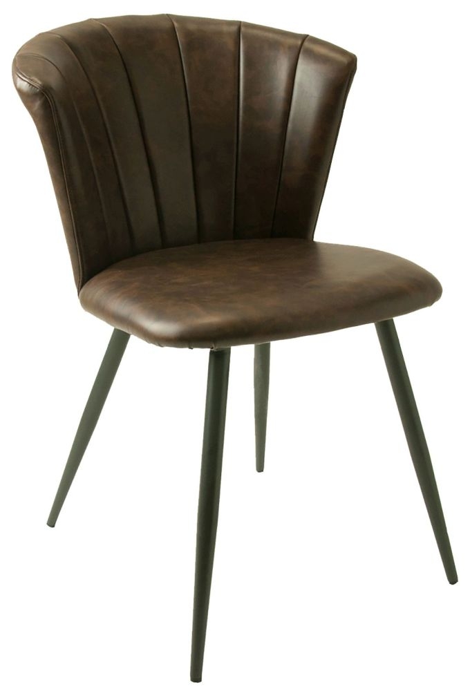 Product photograph of Shelby Chestnut Vegan Leather Dining Chair Sold In Pairs from Choice Furniture Superstore.