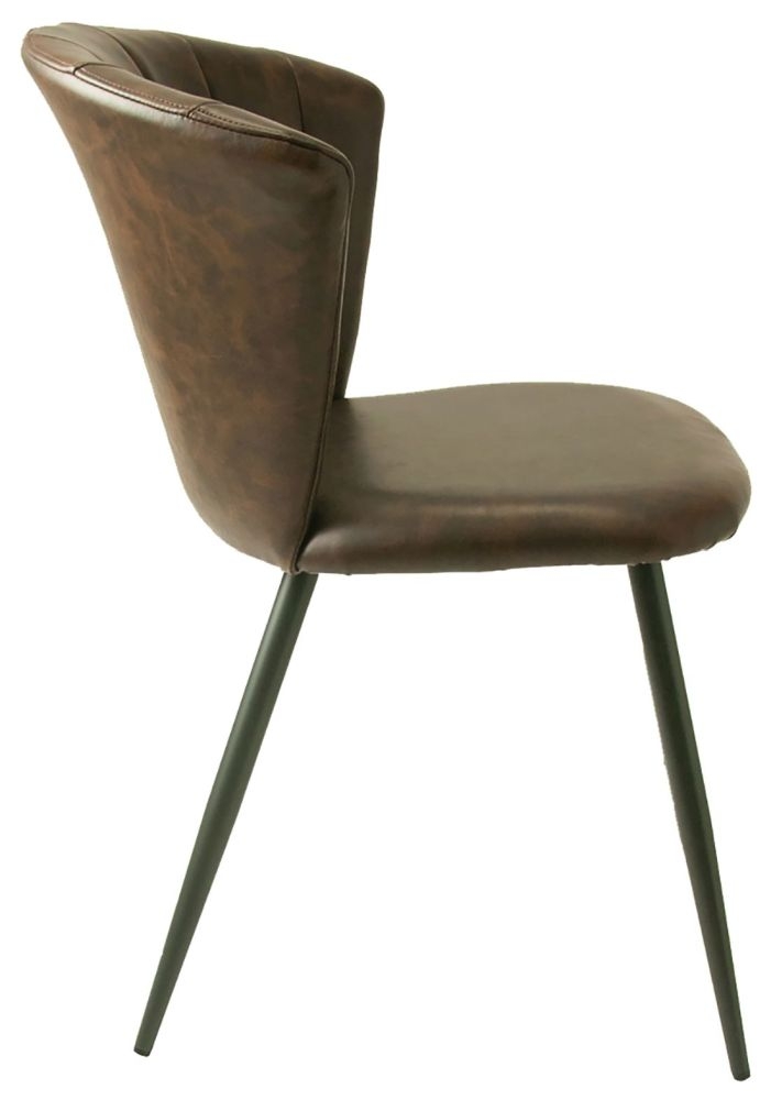 Product photograph of Shelby Chestnut Vegan Leather Dining Chair Sold In Pairs from Choice Furniture Superstore.