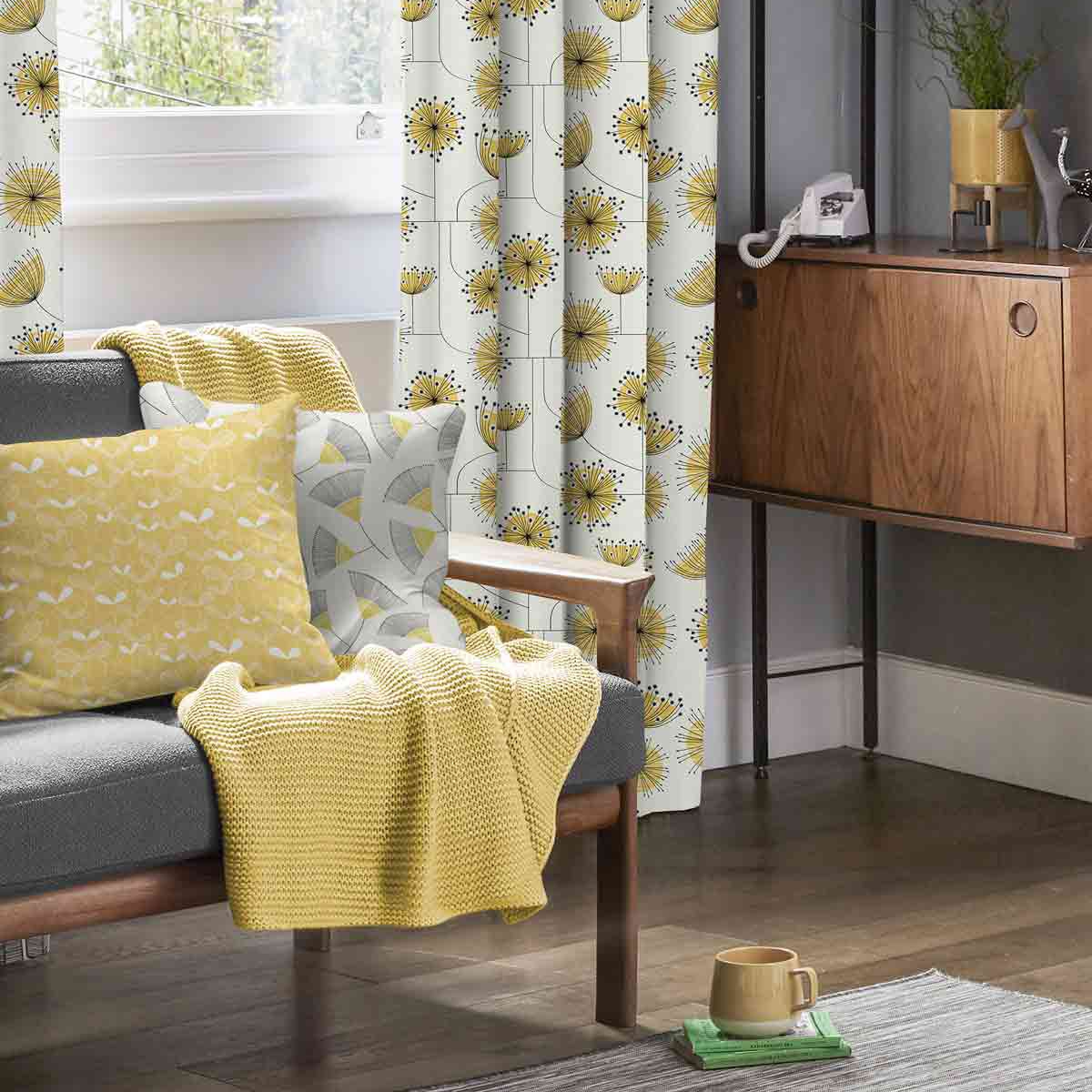 Product photograph of Missprint Dandelion Mobile Sunflower Yellow Curtain from Choice Furniture Superstore.