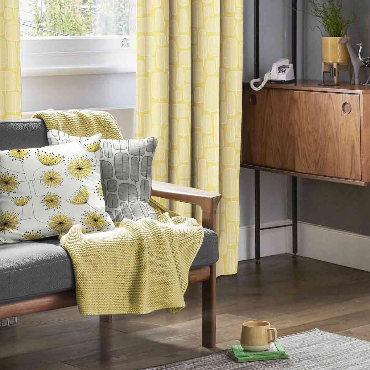 Product photograph of Missprint Little Trees Yellow Curtain from Choice Furniture Superstore.
