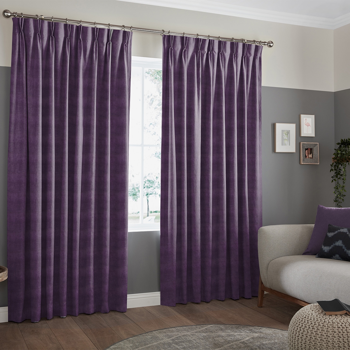 Product photograph of Rudiger Aubergine Curtain from Choice Furniture Superstore.