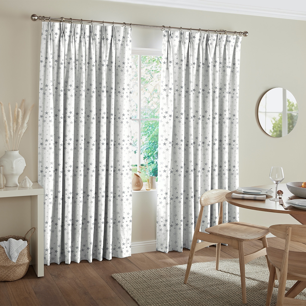 Product photograph of Twinkle Stars Silver Curtain from Choice Furniture Superstore.
