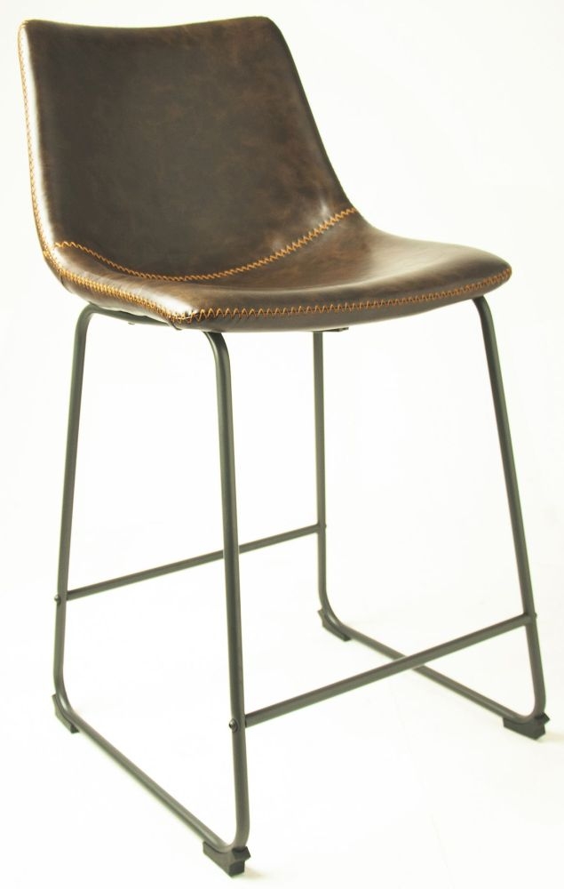 Product photograph of Cooper Chestnut Vegan Leather Counter Stool Sold In Pairs from Choice Furniture Superstore.