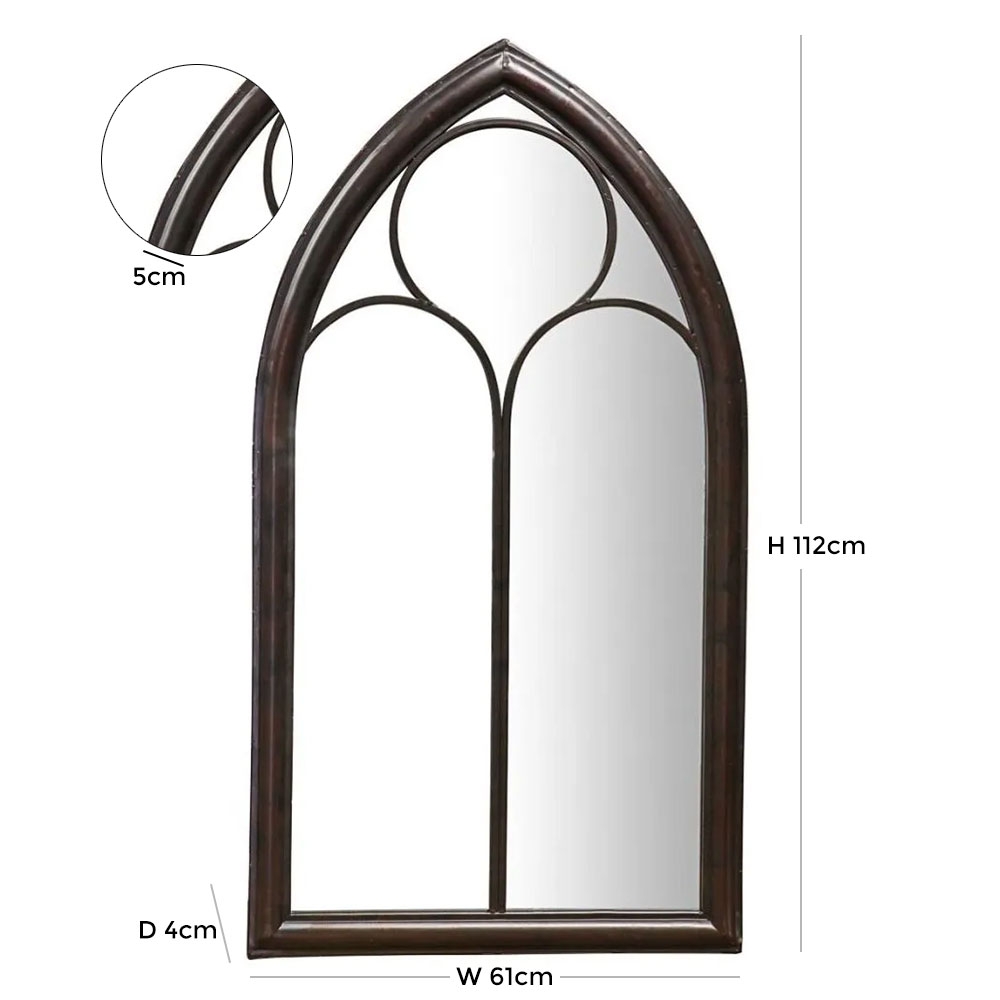 Product photograph of Monica Black And Brown Noir Outdoor Garden Mirror - W 61cm X D 4cm X H 112cm from Choice Furniture Superstore.