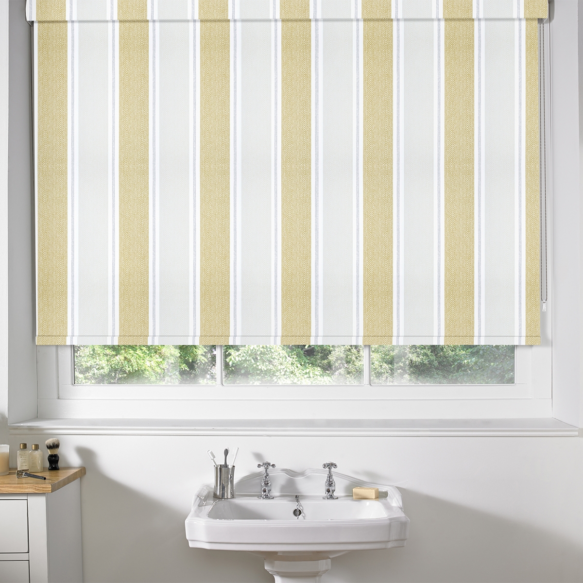 Product photograph of Hampton Stripe Ochre Roller Blind from Choice Furniture Superstore.