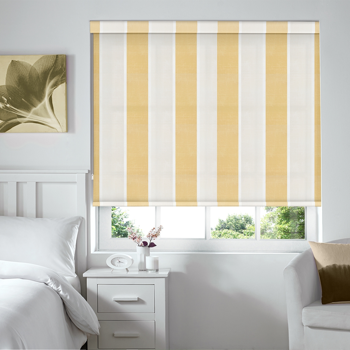 Product photograph of Linear Mustard Roller Blind from Choice Furniture Superstore.