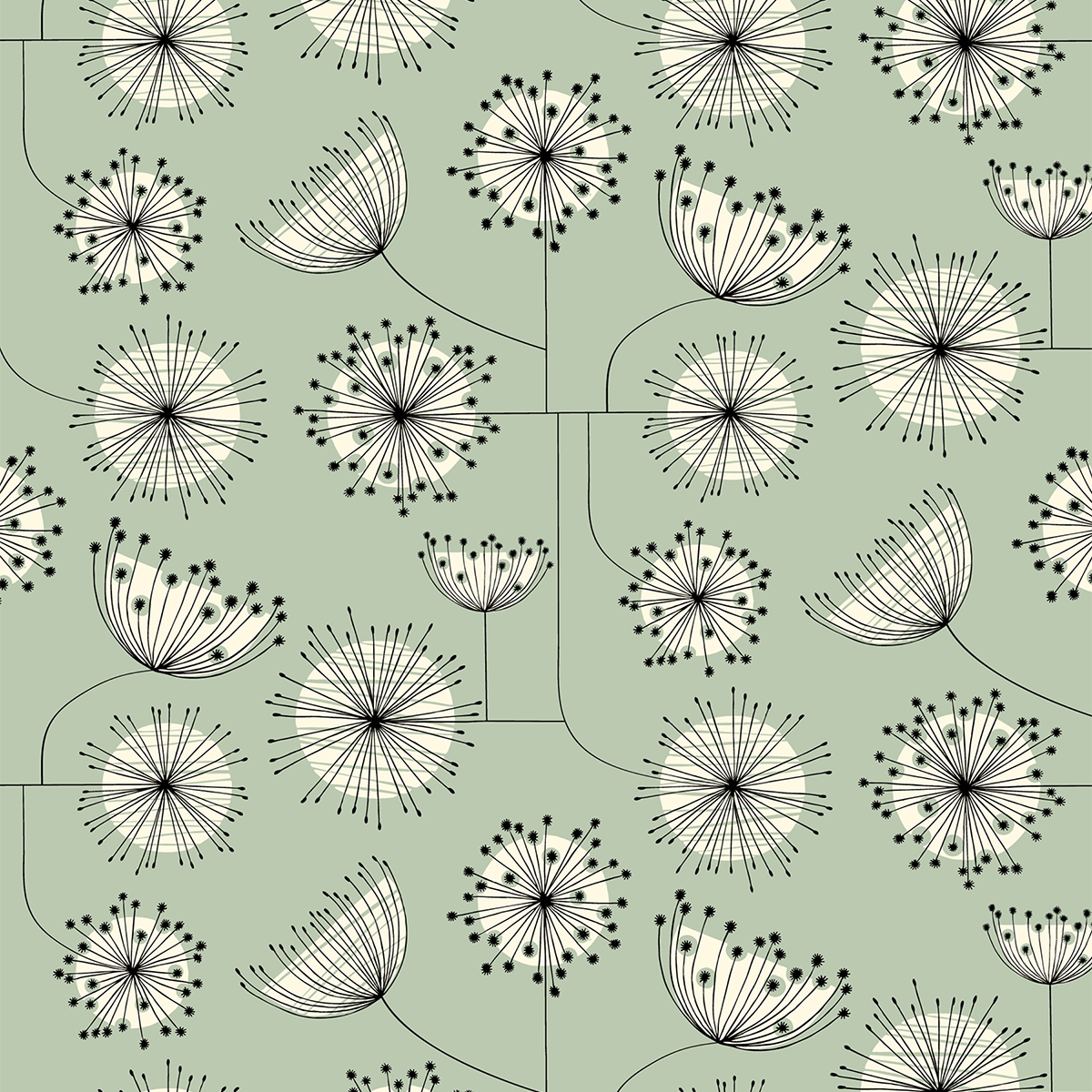 Product photograph of Missprint Dandelion Mobile Mist Green Roller Blind from Choice Furniture Superstore.